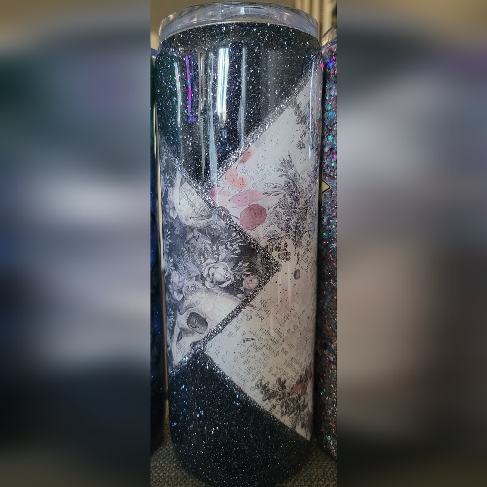 Skulls and flowers custom tumbler